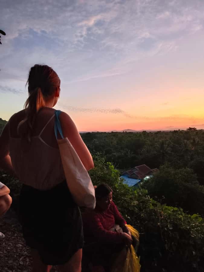 Battambang family tuktuk tour BambooTrain/Wat Banan/Bat cave - Millions of bats at dusk