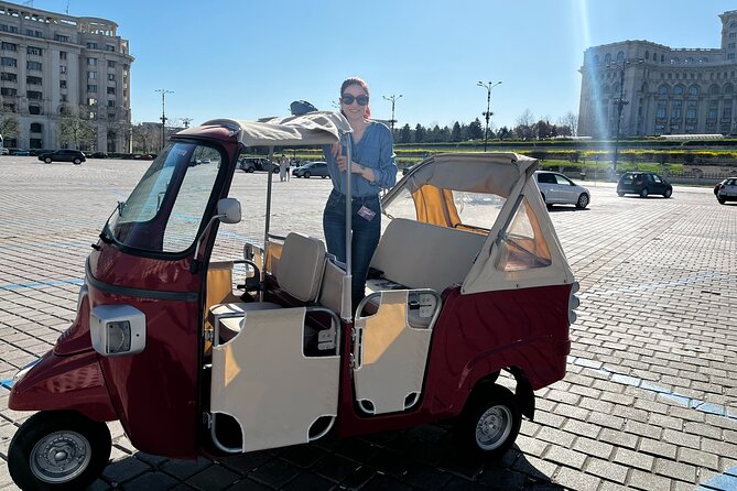 Bucharest Tuk Tuk city tour - Revolution Square connects beauty with a difficult past