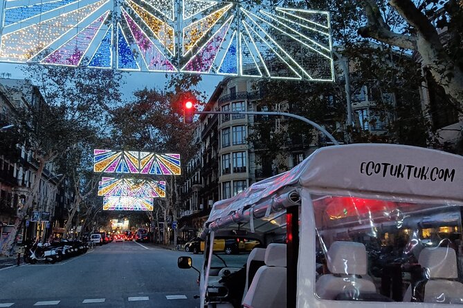 Christmas Lights Tour of Barcelona in Private Eco Tuk Tuk - Paseo de San Juan and the Arc de Triomf approach