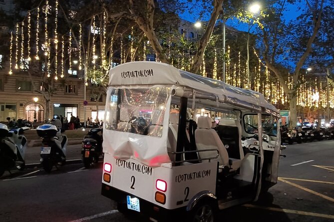Christmas Lights Tour of Barcelona in Private Eco Tuk Tuk - Robert Palace, Rambla de Catalunya, and Casa Calvet