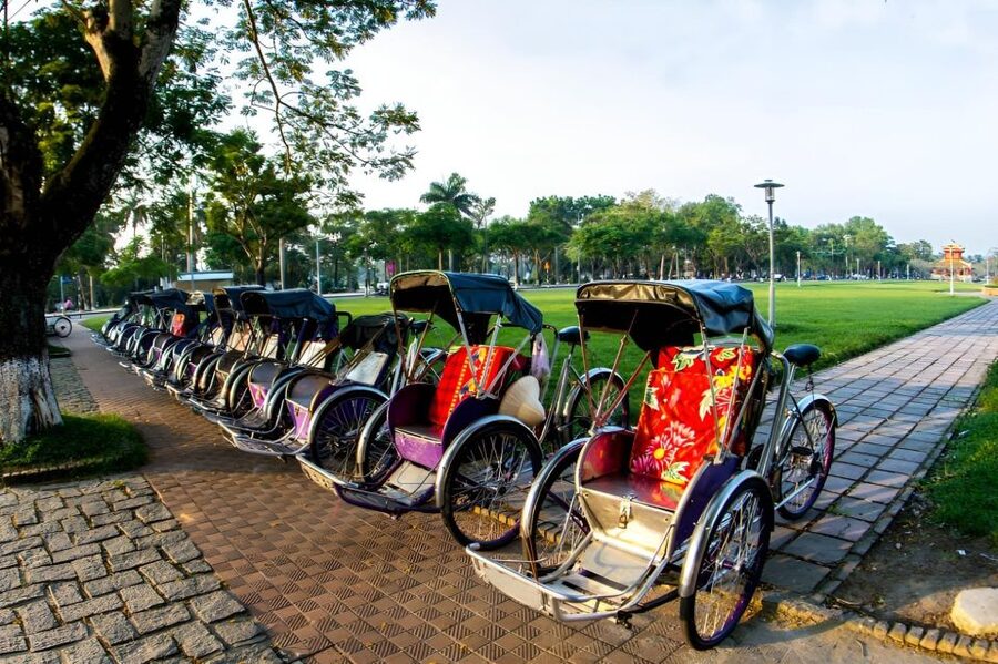 From Hue: Hue Evening Foodie Cyclo Tour. - The 6 pm pickup and first walk