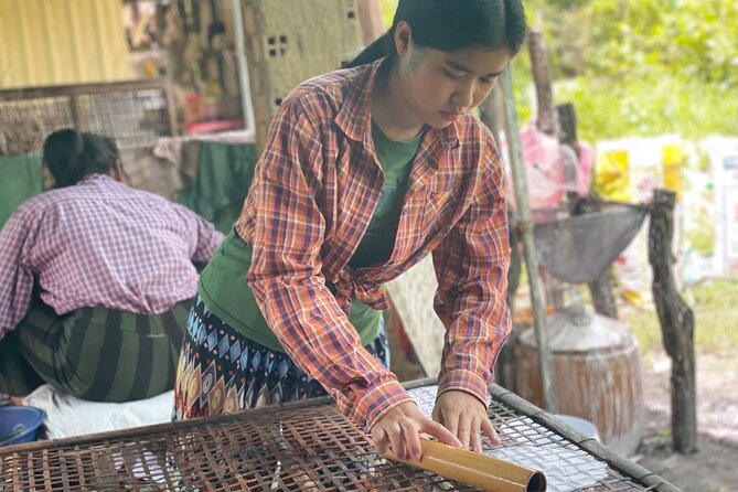Full day tour by bicycle & tuk tuk,bamboo train,bat cave,villages - Snacks, village businesses, and food made by hand