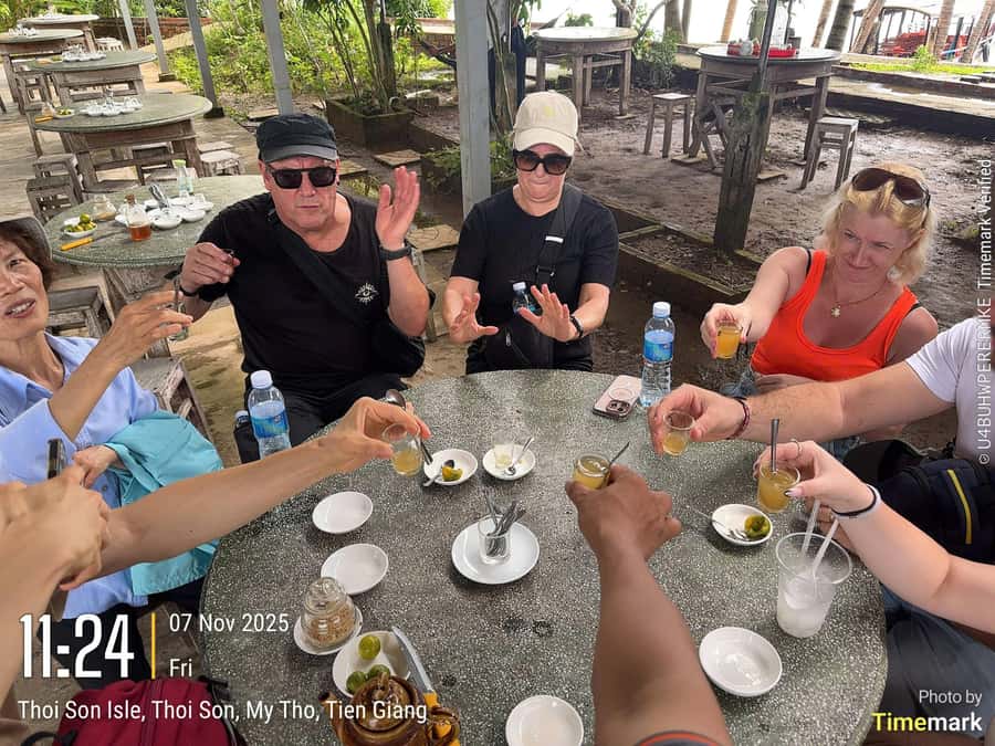 HCM: Authentic Mekong Delta - Boat, TukTuk, Khot Cake Making - From Ho Chi Minh City to Vinh Trang Pagoda