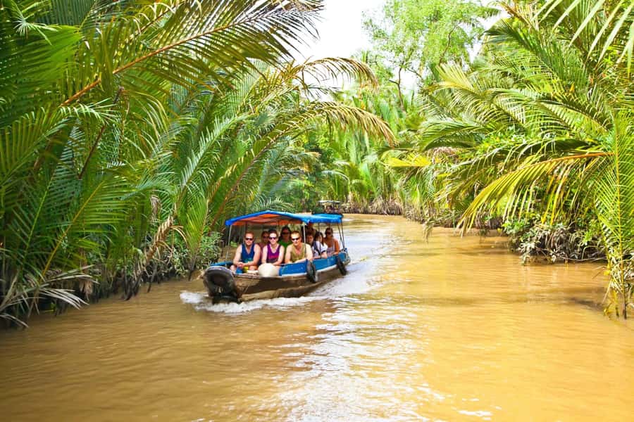 HCM: Authentic Mekong Delta - Boat, TukTuk, Khot Cake Making - Cruising the Mekong and reaching Coconut Island