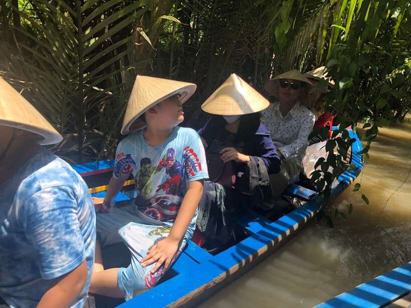 HCM: Mekong Delta Islands Boat & Tuk-Tuk Tour with Tastings - The narrow canal rowboat