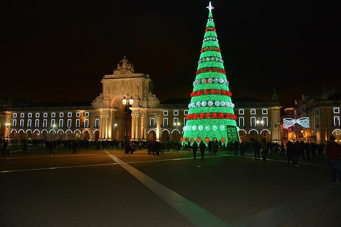 Lisbon Christmas Lights Tuk-Tuk Tour with Local Guide - Camões Square gets a playful holiday makeover