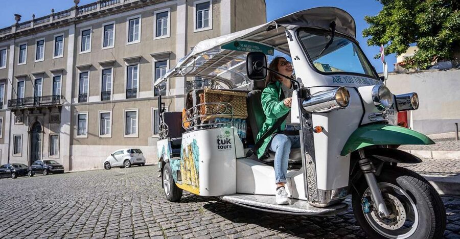 Lisbon: Guided Tuk-Tuk Tour Along the Historic Tram Line 28 - Chiado, Praça Luís de Camões, and the central city