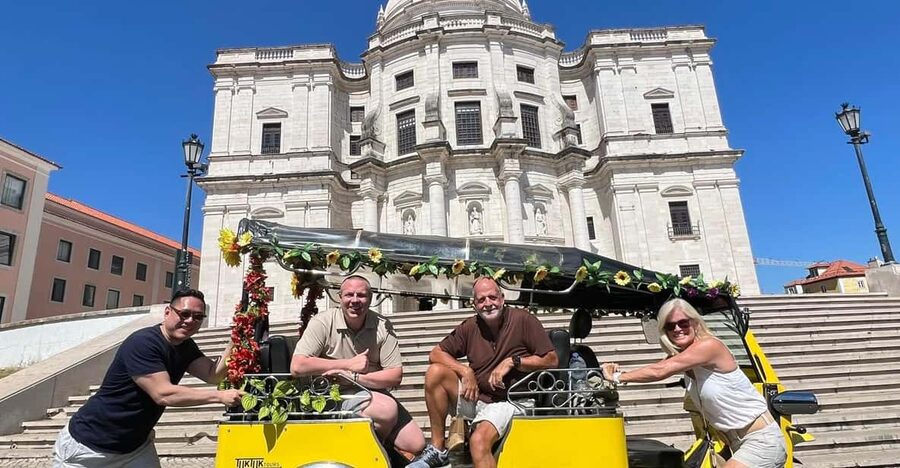 Lisbon:Half-day Guided Tuk Tuk Tour OldTown CityCenter Belem - Rossio, Santa Justa, Baixa, and Chiado