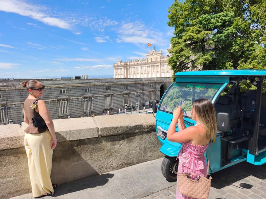 Madrid: Tour with Tuk Tuk Zero: The Best of Madrid in 2h 15min - The Royal Palace, Almudena Cathedral, and San Miguel Market