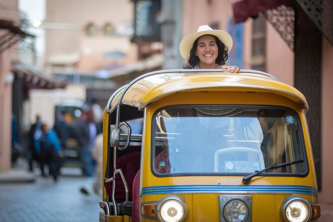 Tuk Tuk Marrakech Private Tour with Pickup - Bahia Palace: tilework and courtyards in a short stop
